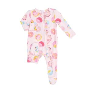 Angel Dear Donut Footie Pajamas Newborn NB Zip Up Set Of Two Ruffles back Pink
